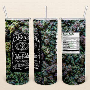 cannabis stainless steel tumbler high time 420 design front view