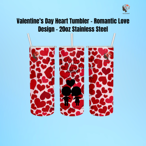 Valentine’s Day Heart Tumbler – Romantic Love Design – 20oz Stainless Steel