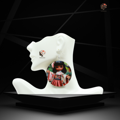 "Charming Doll-Inspired Sublimation Earrings – 1.95” Diameter"