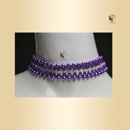 "Radiant Elegance: Handcrafted Purple Beaded Choker"