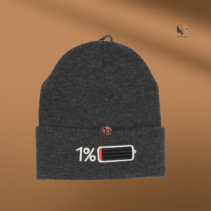 🚀 1% Battery Embroidered Beanie – Stylish & Cozy Knit Hat for Everyday Wear