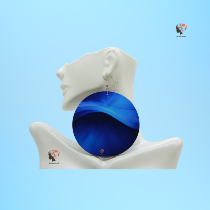 "Blue Wave Sublimation Statement Earrings – Bold and Elegant"