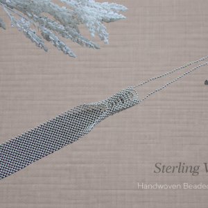Sterling Veil handwoven beaded necktie with silver-plated details