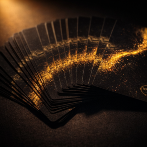 Auric Rift playing card being dealt across dark matte surface