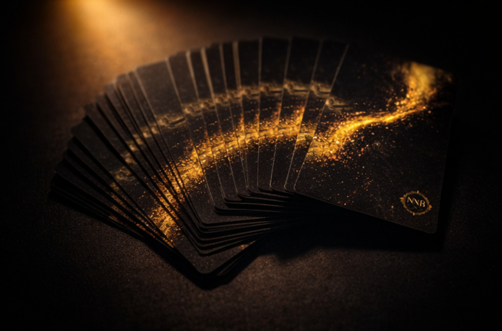 Auric Rift playing card being dealt across dark matte surface