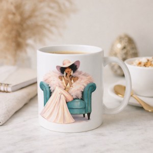Glamour Edition Mug from the Velvet Muse Collection features elegant luxury styling designed to elevate coffee moments with feminine modern aesthetics.