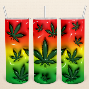 insulated cannabis leaf tumbler vibrant gradient design close view