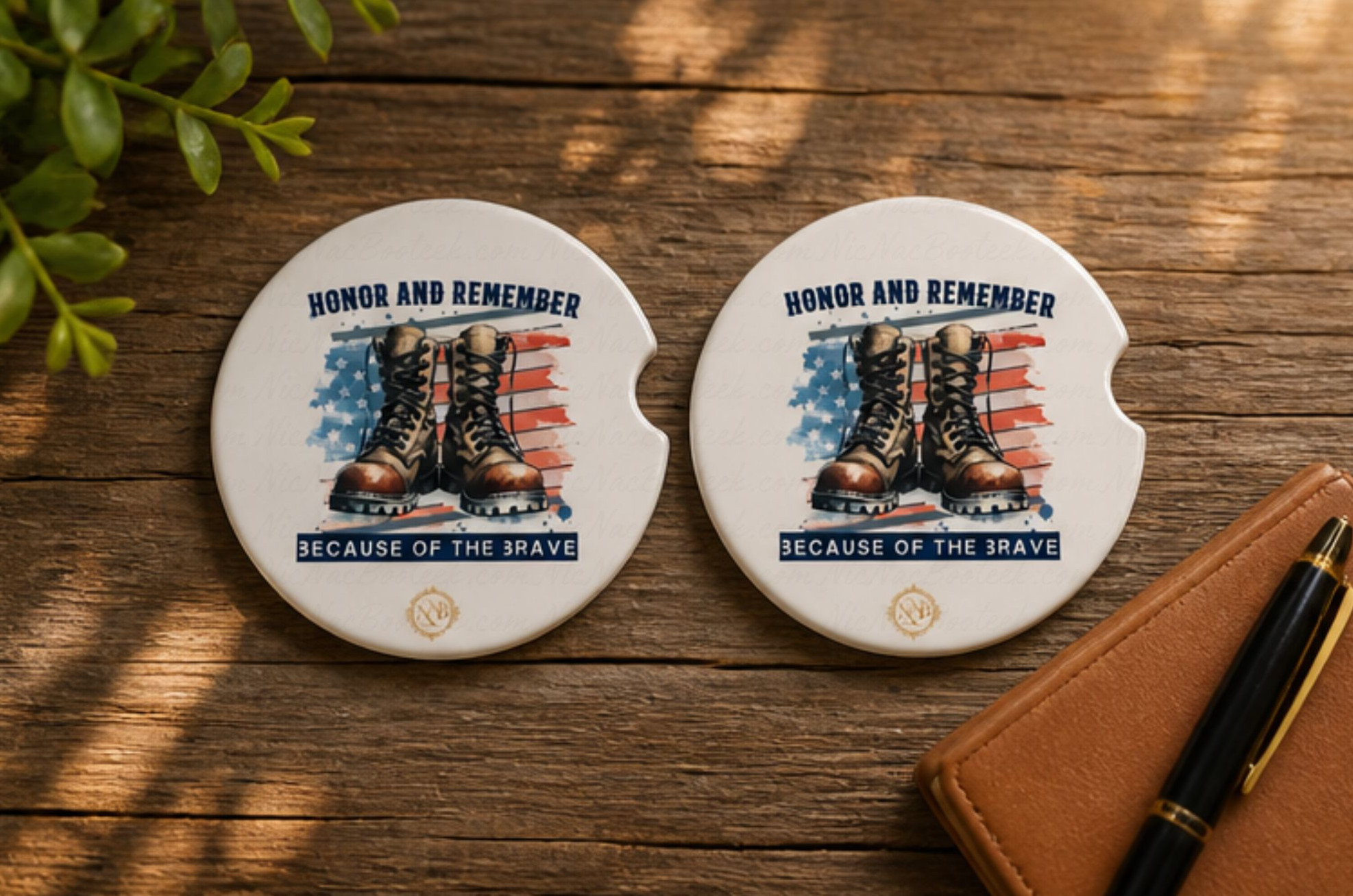 Honor and Remember Car Coaster Set featuring patriotic-inspired artwork designed for vehicle cup holders with stylish everyday functionality.